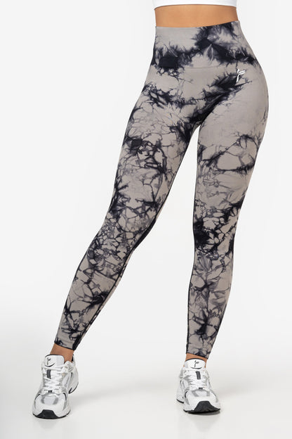 Grey Tie Dye Scrunch Leggings - for dame - Famme - Leggings