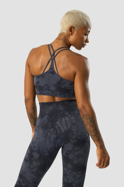 define seamless tie dye sports bra dark blue