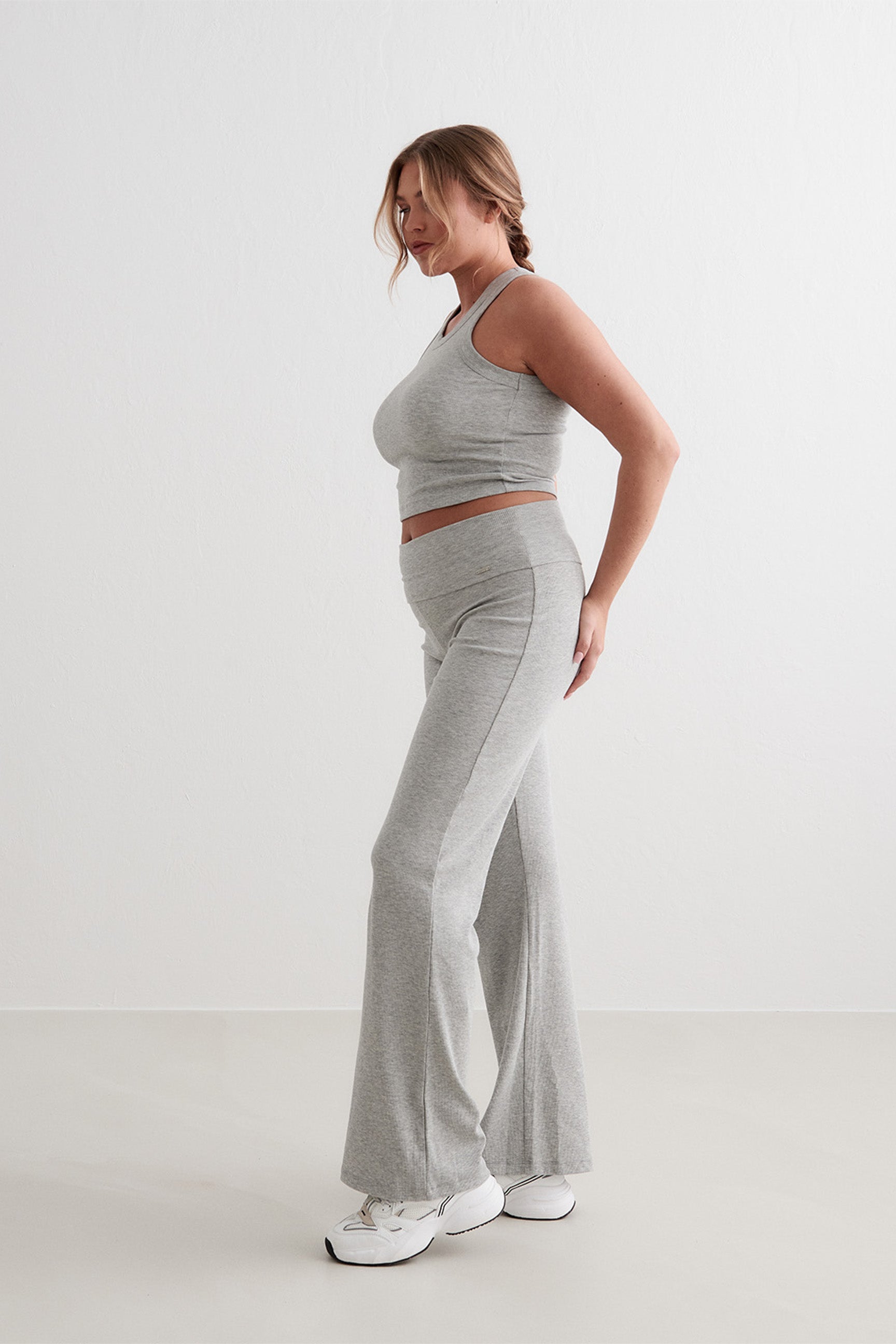 Ease Ribbed Pants - Grey Melange - for kvinde - aim'n - Pants