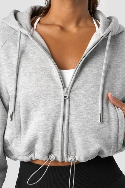 everyday cropped hoodie wmn light grey melange