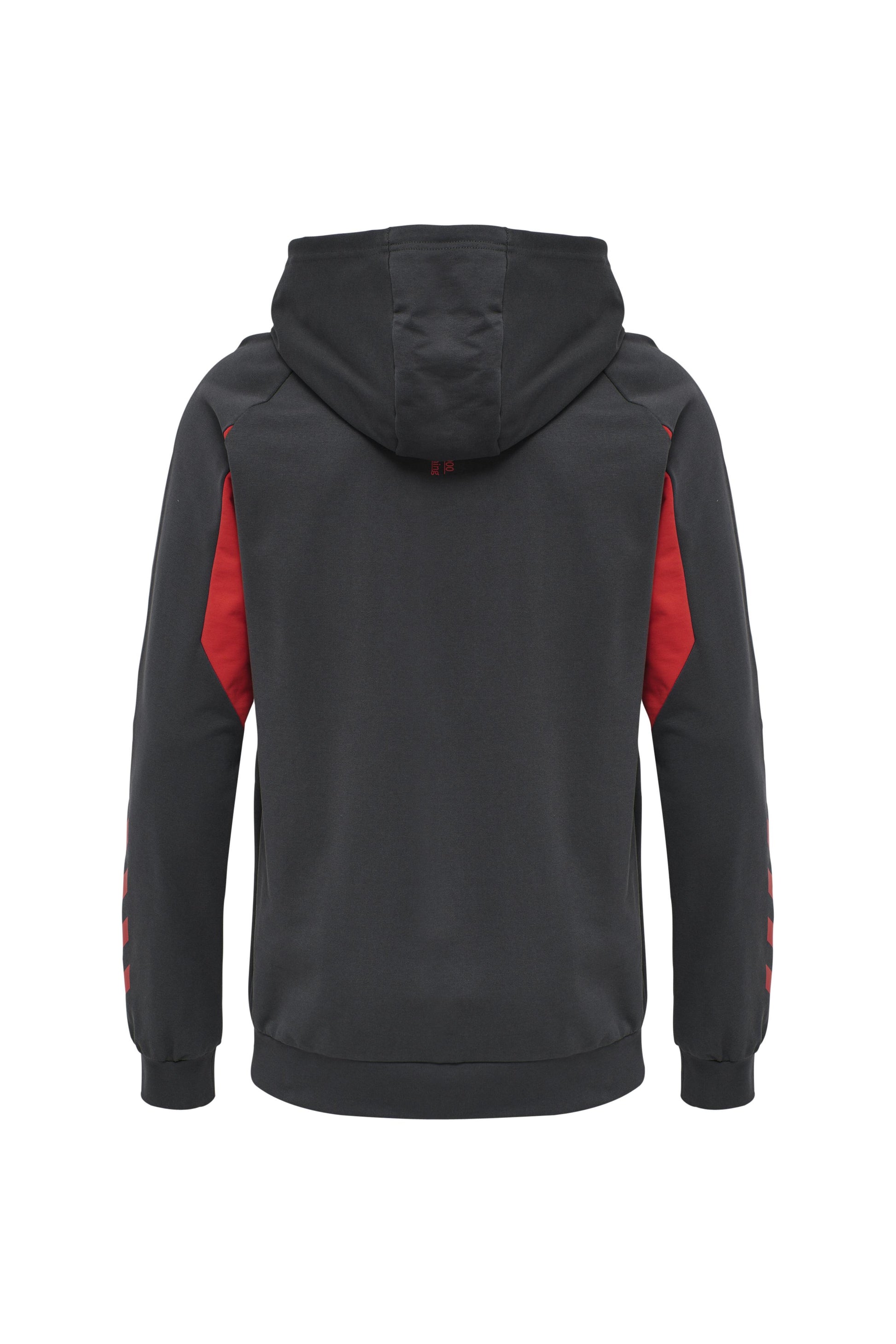 HUMMEL - Hmlaction Cotton Hoodie - Ebony/flame Scarlet