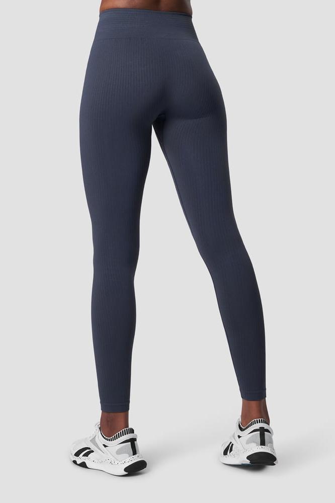 ICANIWILL - Ribbed Define Seamless Tights Smokey Blue Wmn - Smokey Blue