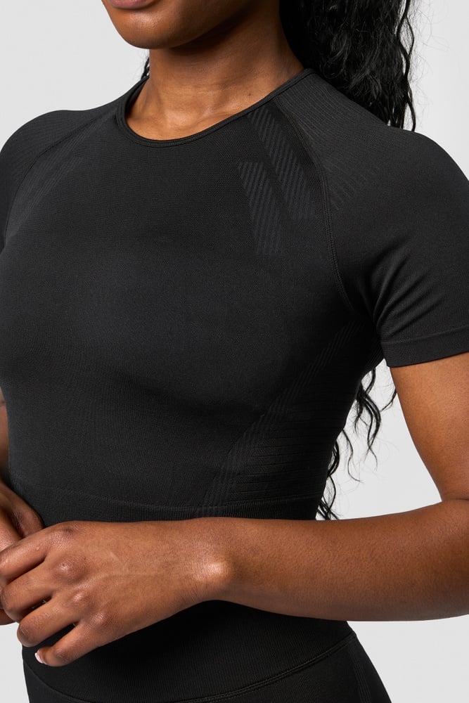 impact seamless cropped t-shirt black