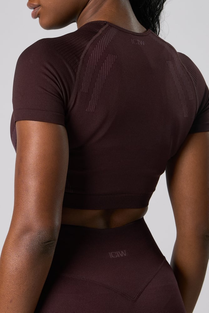 impact seamless cropped t-shirt burgundy