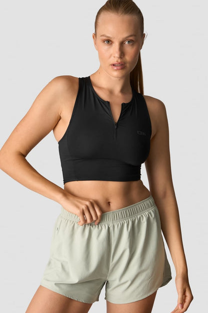 mirage cropped 1/4 zip tank top wmn black