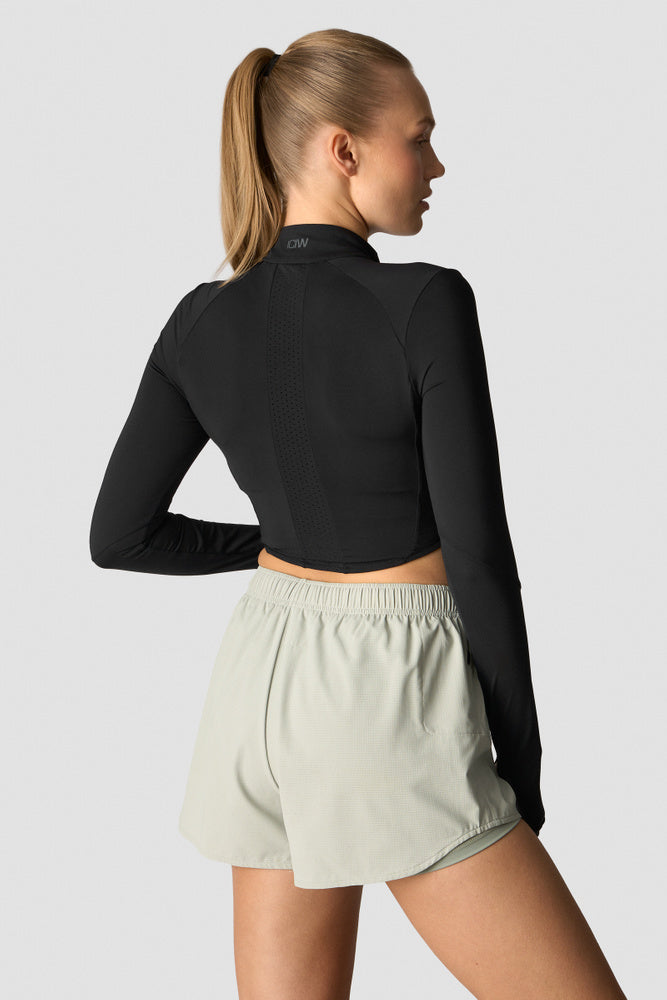 mirage cropped long sleeve wmn black