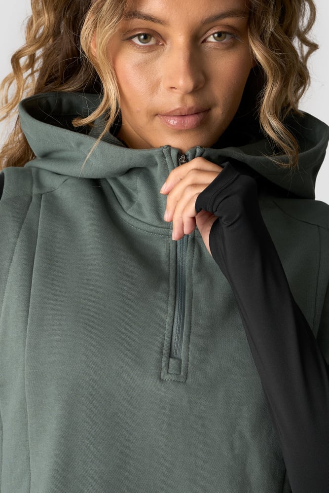 mirage sleeveless hoodie wmn sea green