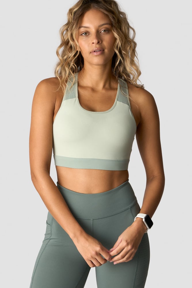 mirage sports bra faded sea green