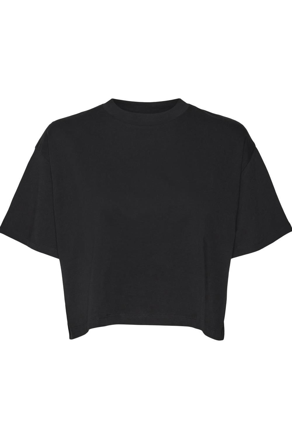 NOISY MAY - Alena S/s O-neck Semicrop Top - Black