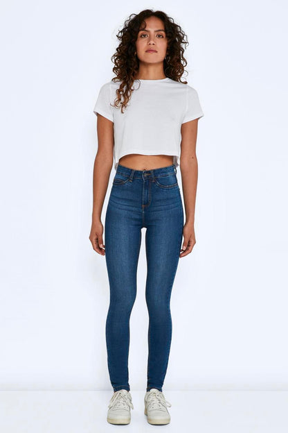 NOISY MAY - Callie Hw Skinny Blue Jeans - Blue