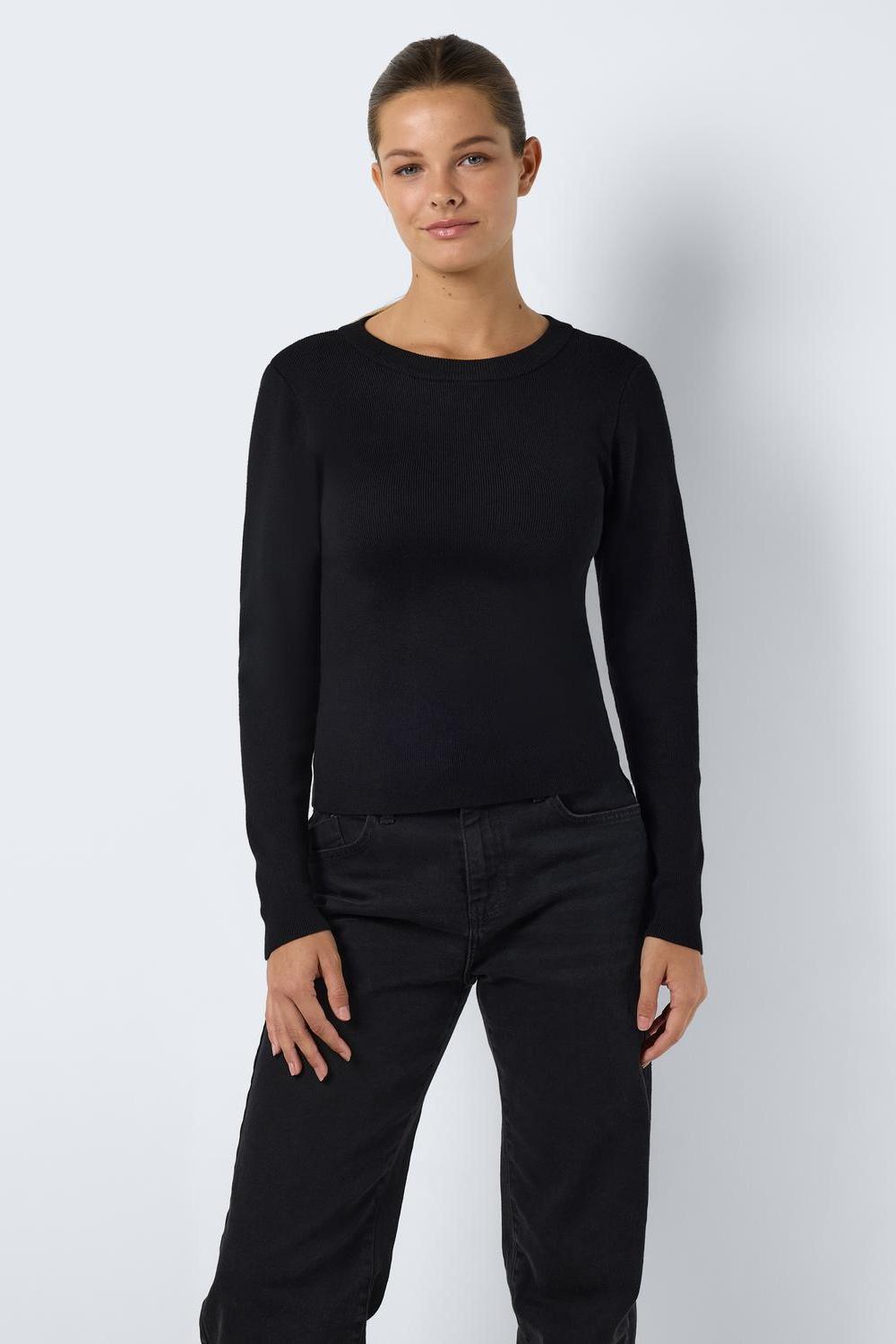 NOISY MAY - Jaz L/s O-neck Knit - Black