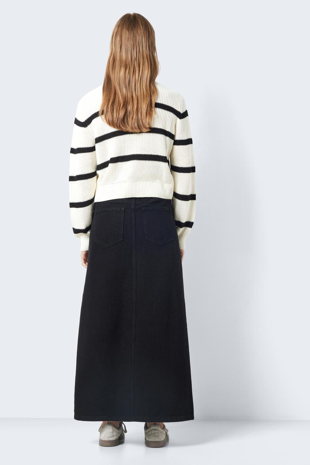 NOISY MAY - Maysa L/s Stripe O-neck Knit - White