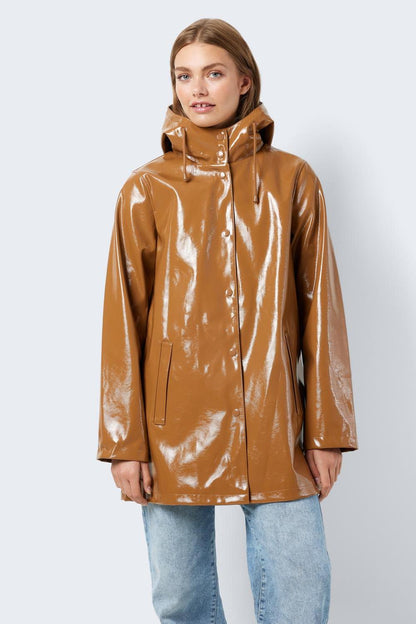 NOISY MAY - Sky L/s A-line Vinyl Coat - Brown