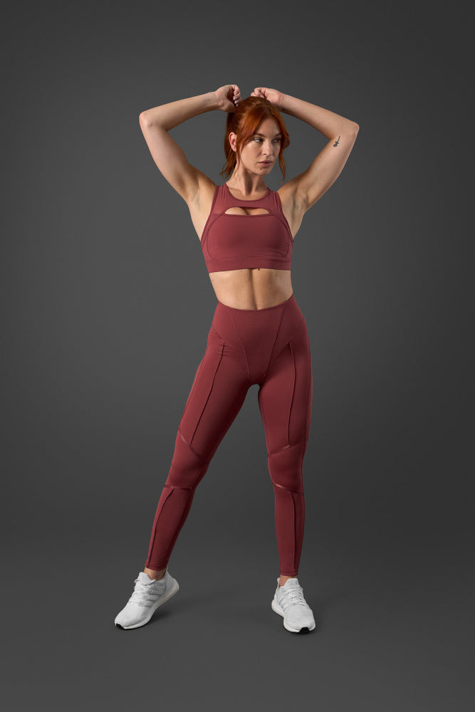 reboot sports bra brick red