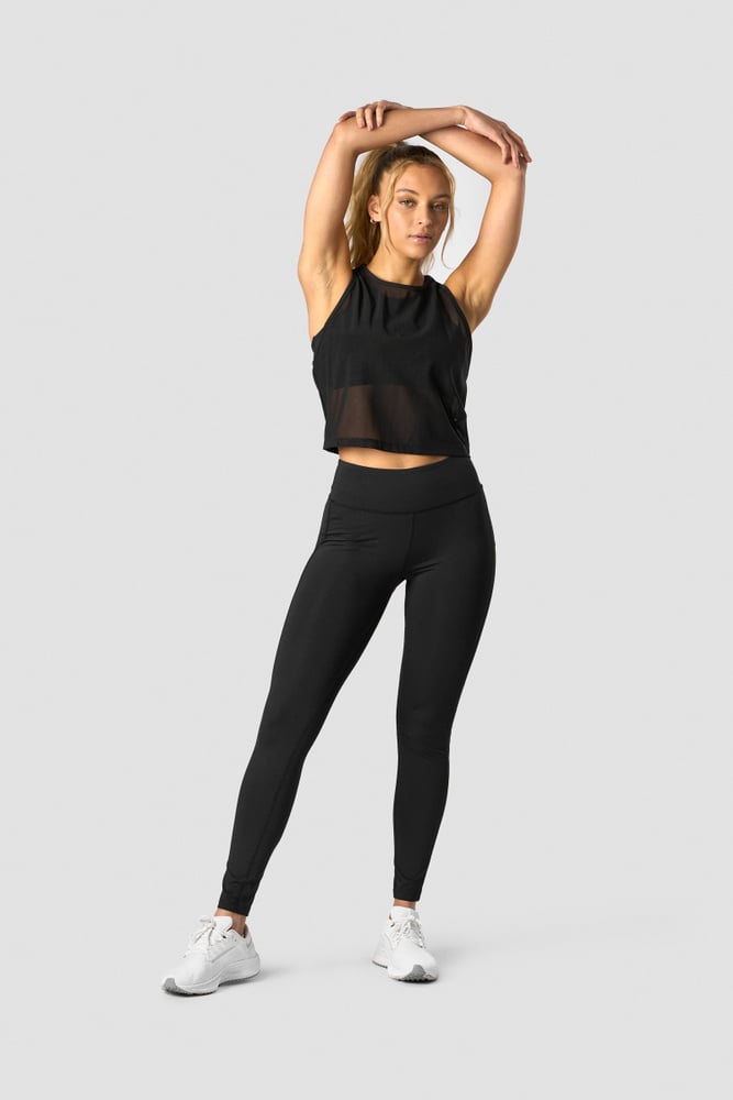 revive mesh cropped tank top wmn black