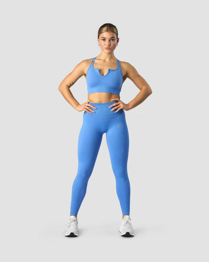 ribbed define seamless pocket tights pacific blue