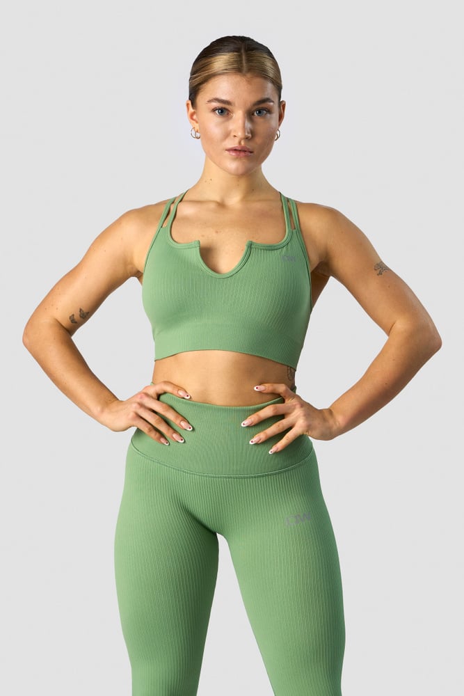 ribbed define seamless strappy bra light green