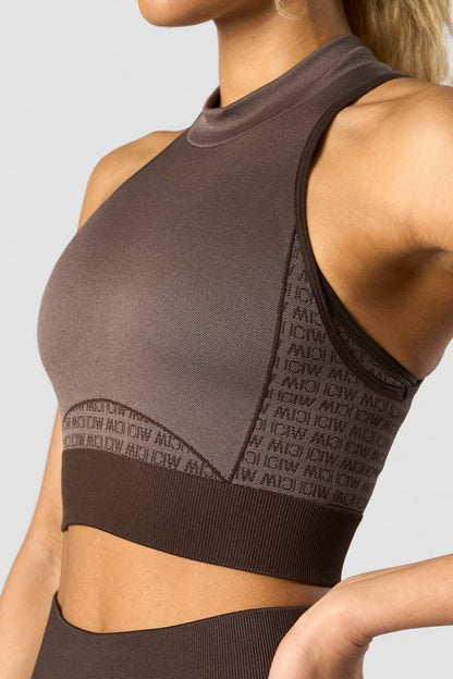 signature seamless cropped tank top dark brown