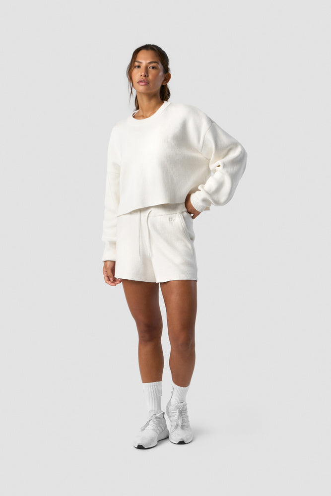 soft knit shorts white