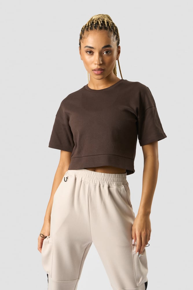 stance cropped t-shirt wmn dark brown