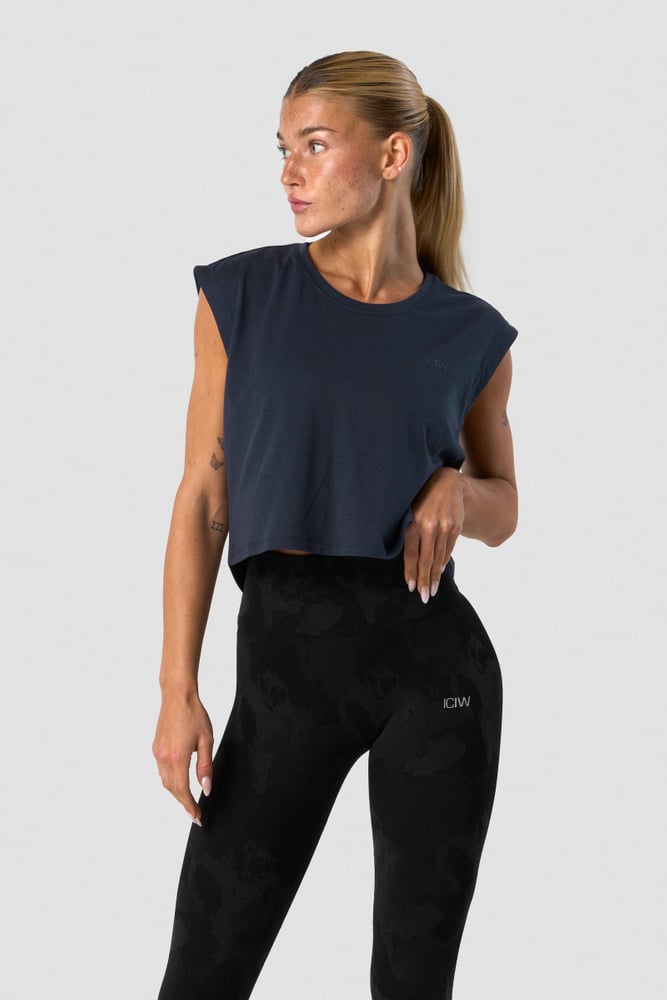 stride cropped tank wmn navy